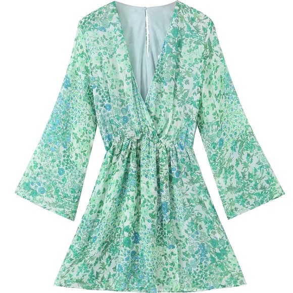 NEW Zara Blue Green Floral Romper, Size S, NWOT - Picture 1 of 5